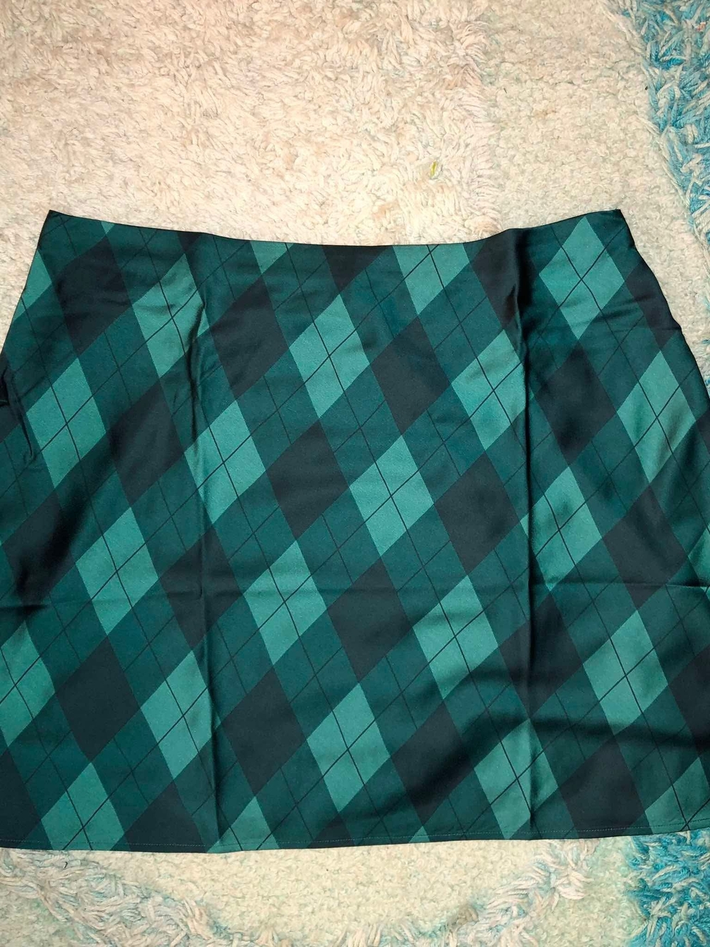 J.CREW Green Black Argyle Mini Skirt Pull On Woven Polyester Plus 2X